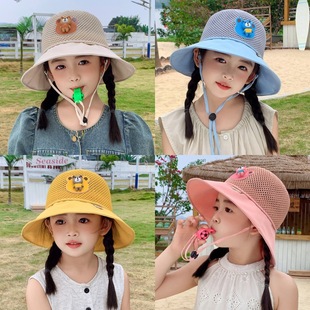 Hat Girls Hat Children's Fisherman Hat Summer Boys Sun Hat Large Brim Spring Outing Summer Mesh Sun