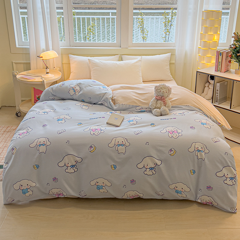 Cross-Border Class a Non-Fluorescent Maternal and Infant Grade Full Jet Cotton Student Quilt Cover Pure Cotton Single and Double Quilt Cover Pillowcase Wholesale