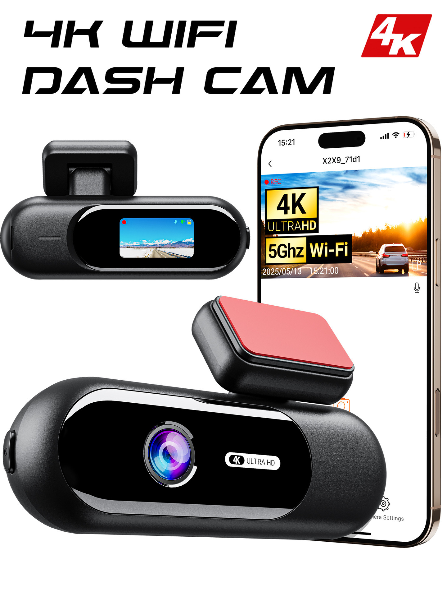 Cross-border single/dual-lens hidden dashcam, 4K high-definition wireless WIFI hidden recorder