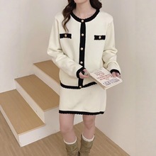 小香风针织套装女新款两件套时尚秋冬气质通勤裙装上衣加针织短裙