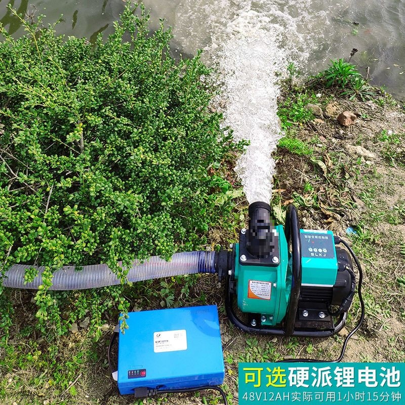 农用充电水泵大功率园林灌溉充电浇菜户外水泵2寸电动车48v抽水机