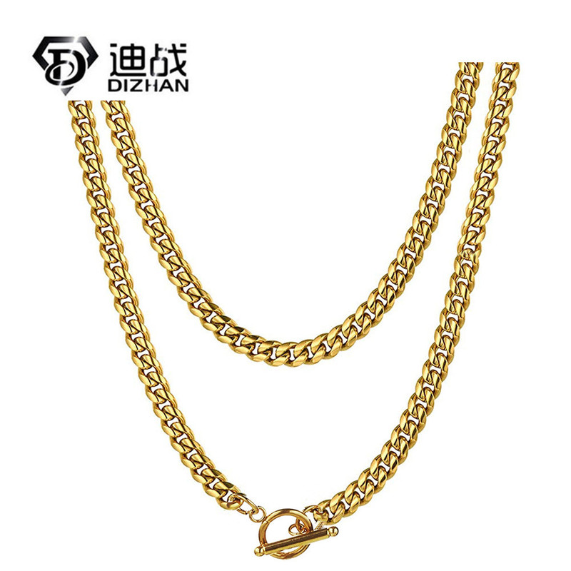 European and American Exaggerated Hip-Hop Punk Style Stainless Steel Cuban Chain Thick Chain Ot Buckle Neck Necklace