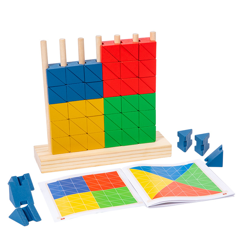 Bloques de madera de color triangular puzzle tridimensional niños creativo pensamiento lógico Juguete de puzzle