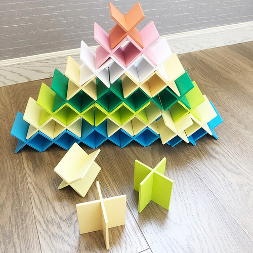 Early education educational creative colorful cross snap building blocks indoor construction versatile puzzle stack tower building blocks Jenga