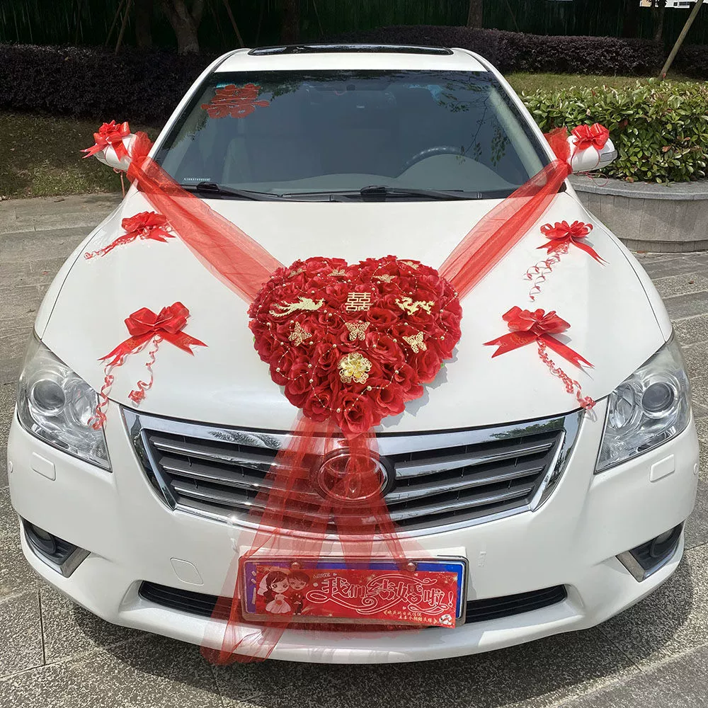 Украшение свадебной машины Цветок любви в форме сердца Цветочная тарелка