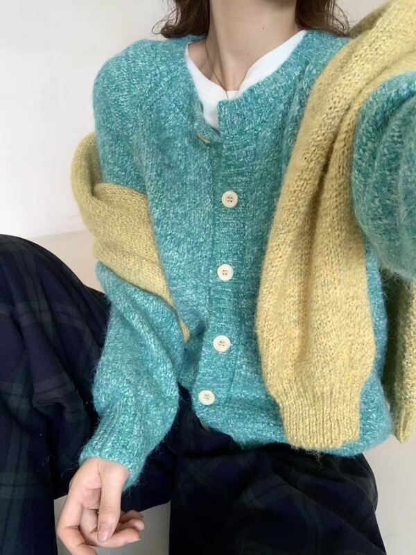 法式高级感复古花纱毛衣外套女2025秋冬新款宽松软糯针织开衫上衣|undefined