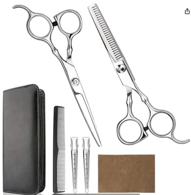 Juego de Herramientas de Peluquería con Tijeras Planas y de Dientes para Peluquería