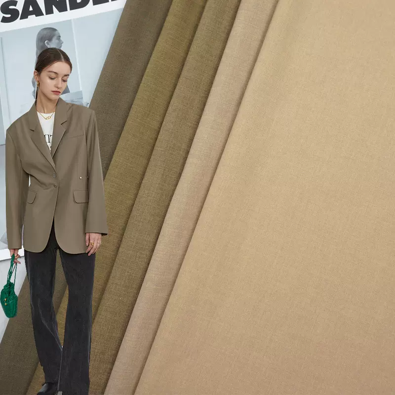 新款春秋休闲阔腿裤裤装布料 素色TR弹力斜纹西装面料 制服裙面料