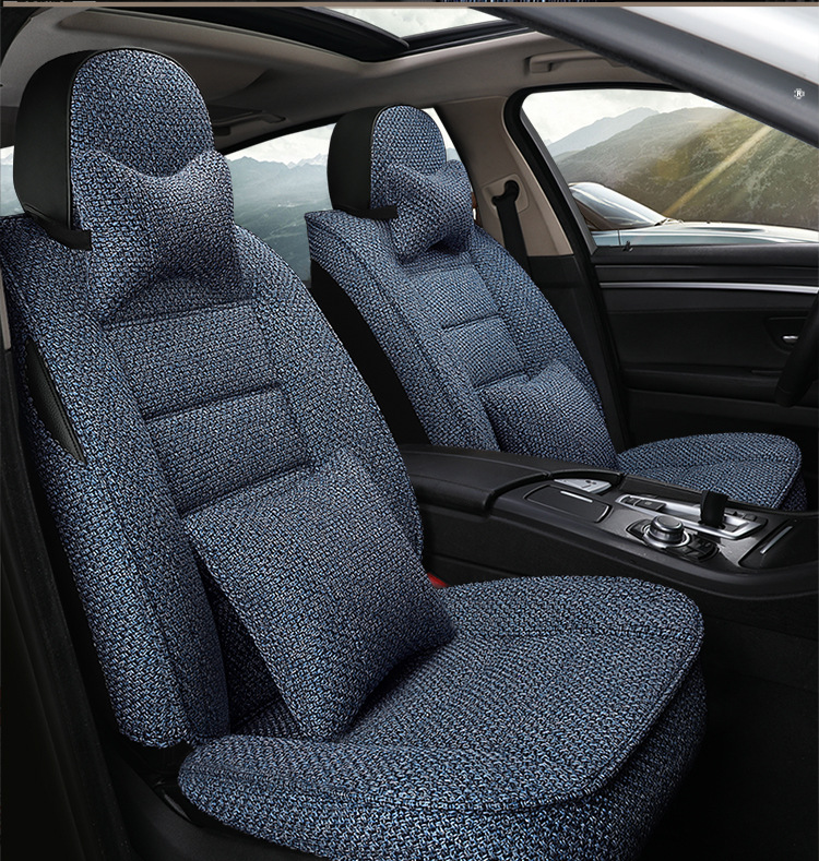 Car Seat Cushion, Universal for All Seasons, New Summer All-Inclusive Seat Cover, Linen Fabric Car Seat Cushion, Fully Enclosed Seat Cover