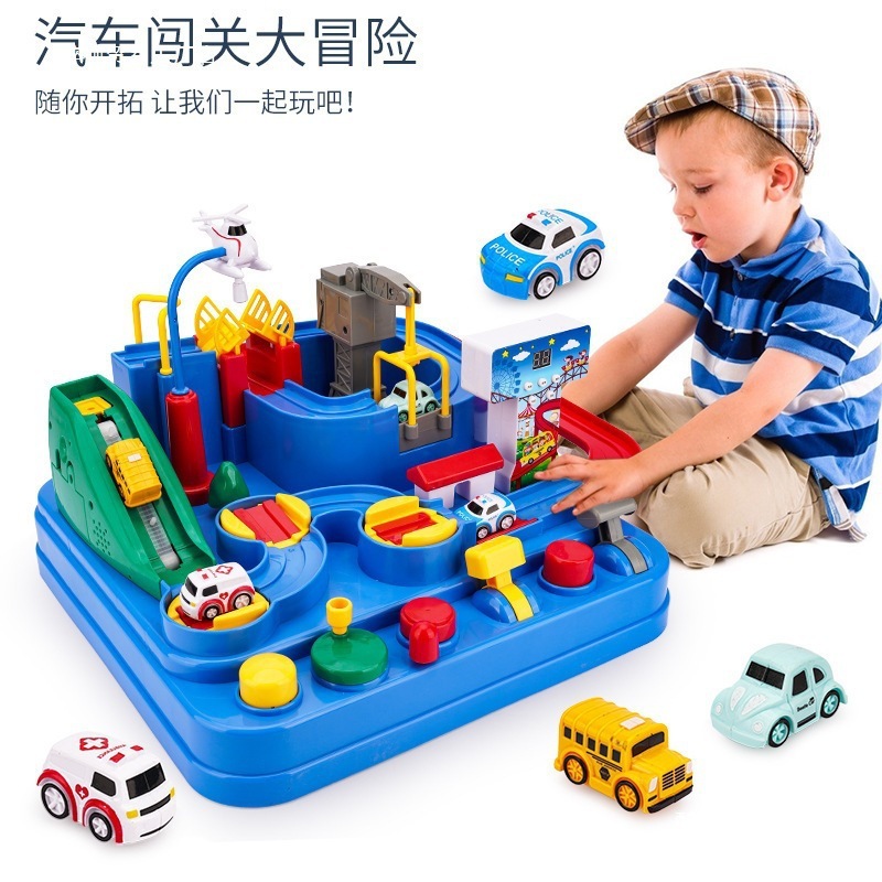 Douyinと同じスタイルの車アドベンチャー子供用小型列車トラック駐車場スライディングパスおもちゃの車|undefined