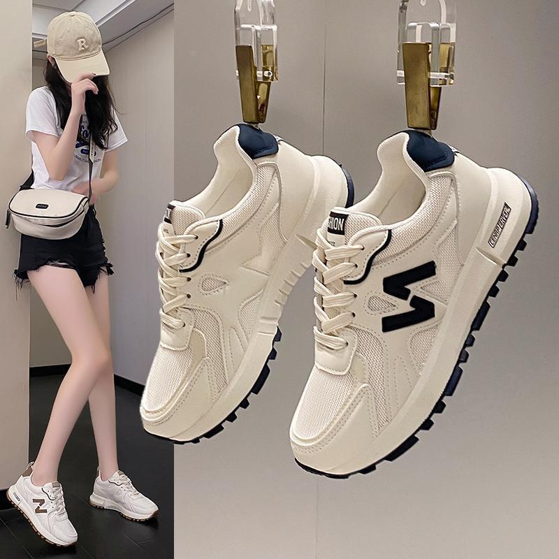 Cross-Border Women's Sneakers 2025 Autumn New Breathable Casual Thick-Soled Dad Shoes Fashionable Mesh Women's Casual Shoes