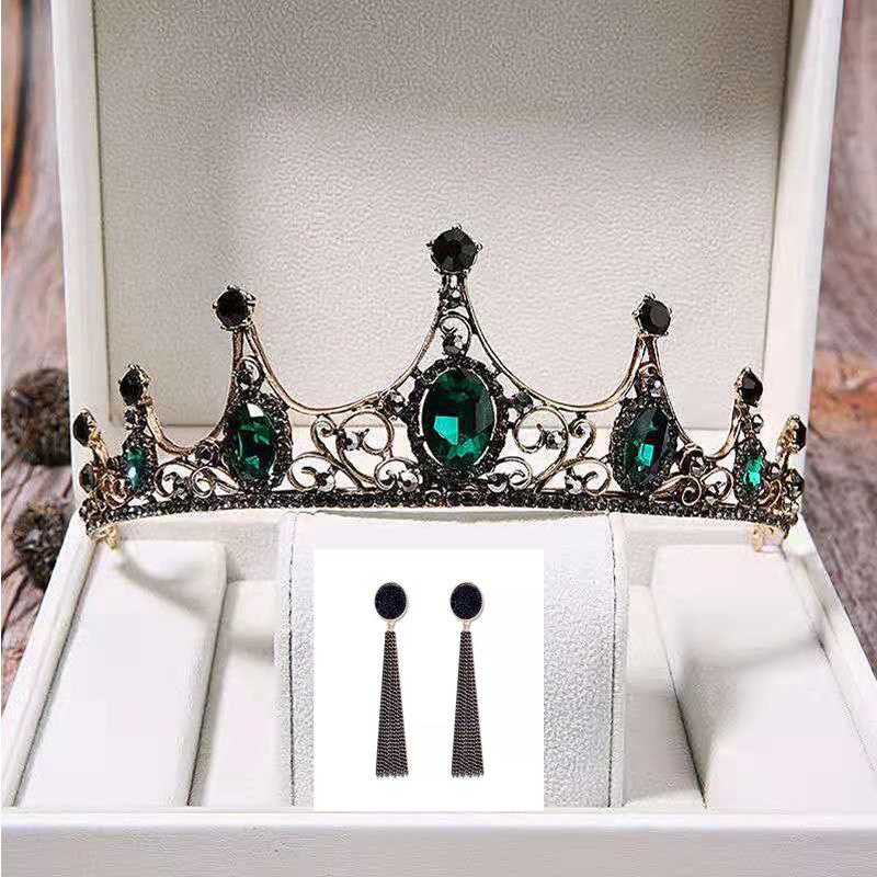 Online Rojo Negro Barroco corona tocado novia estilo coreano 18 años de edad, mujer adulta Ceremonia de cumpleaños princesa Corona al por mayor