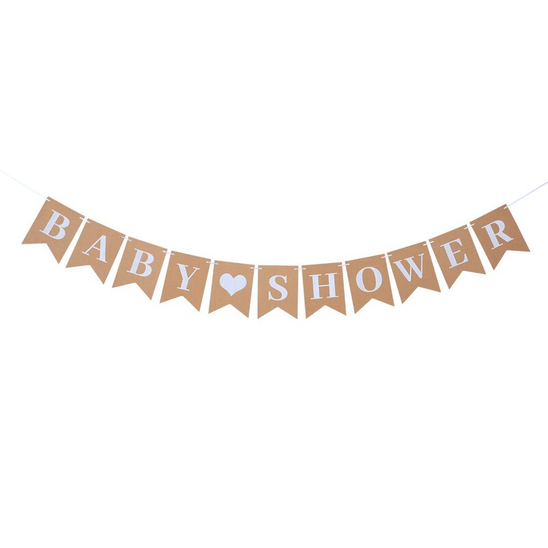 Baby Shower Kraft Paper Card Letter Banner Wedding Birthday Party String Flag Decoration Children's Day