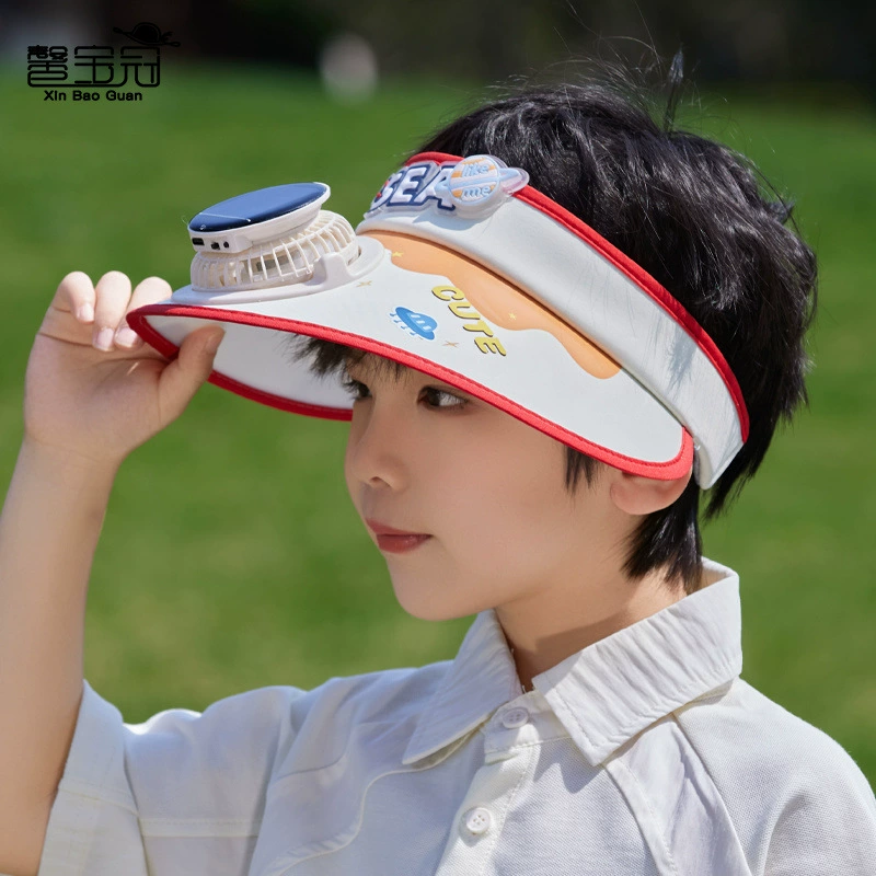 Модернизированный вентилятор с солнечной зарядкой, детская шляпа, уличная мультяшная милая шляпа для мальчиков, защита от солнца, пустая верхняя шляпа от солнца