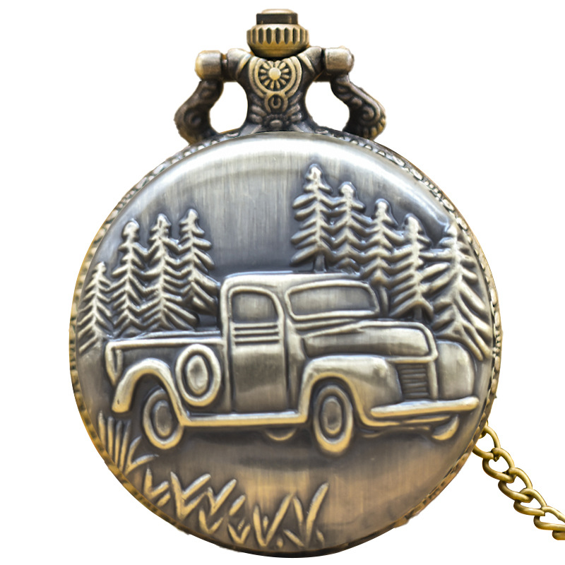 Retro large pocket watch truck multiple patterns elegant men's and women's fashion pocket watch wholesale gift watch wholesale