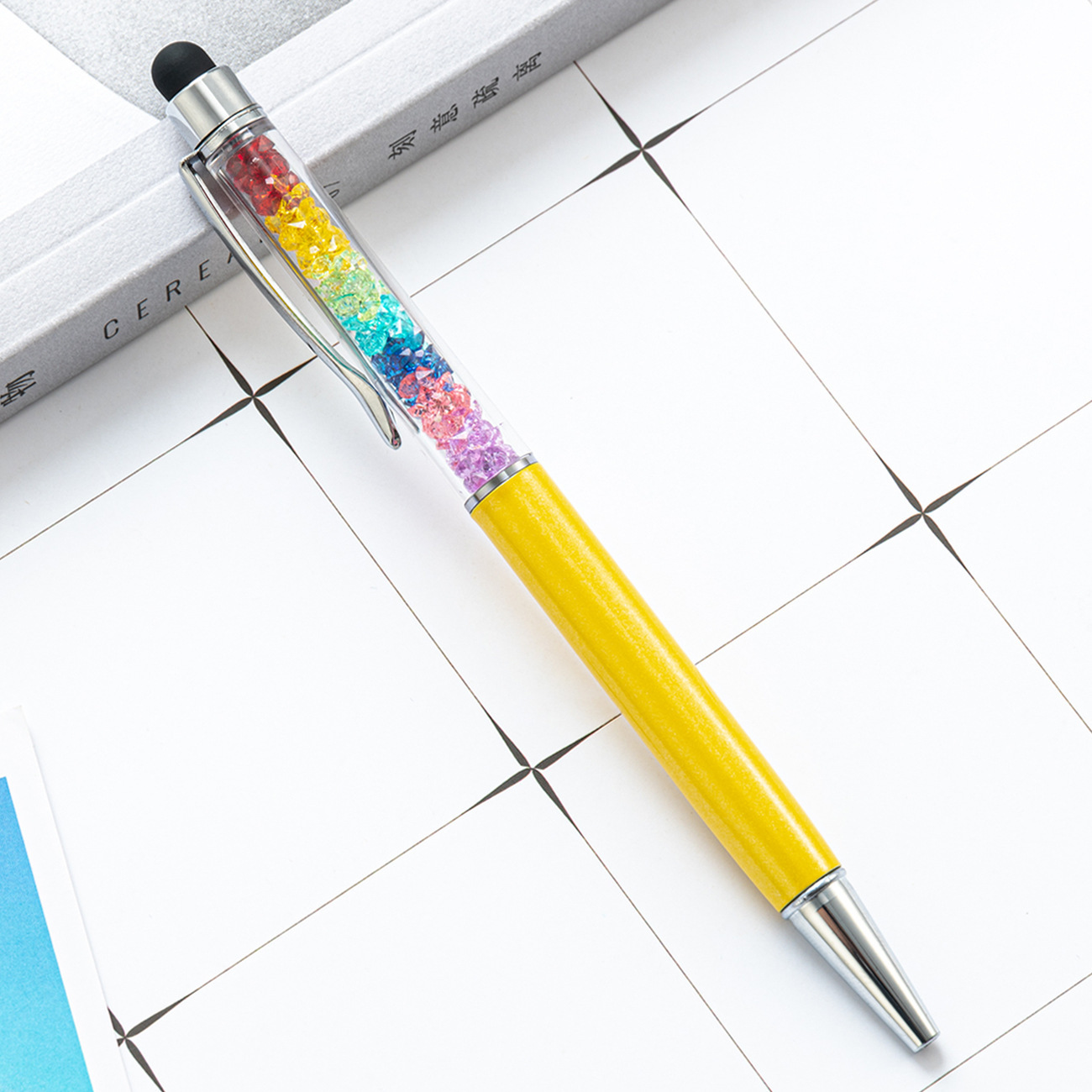 Corea del Sur creativo nuevo arco iris negro lápiz táctil lápiz táctil con pantalla de capacitancia para teléfonos móviles escritos a mano en stock