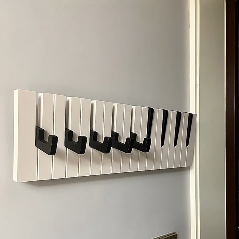 Creativo piano llave puerta colgar gancho de ropa en la casa colgar percha de ropa estante de pared ropa bolsa gancho porche