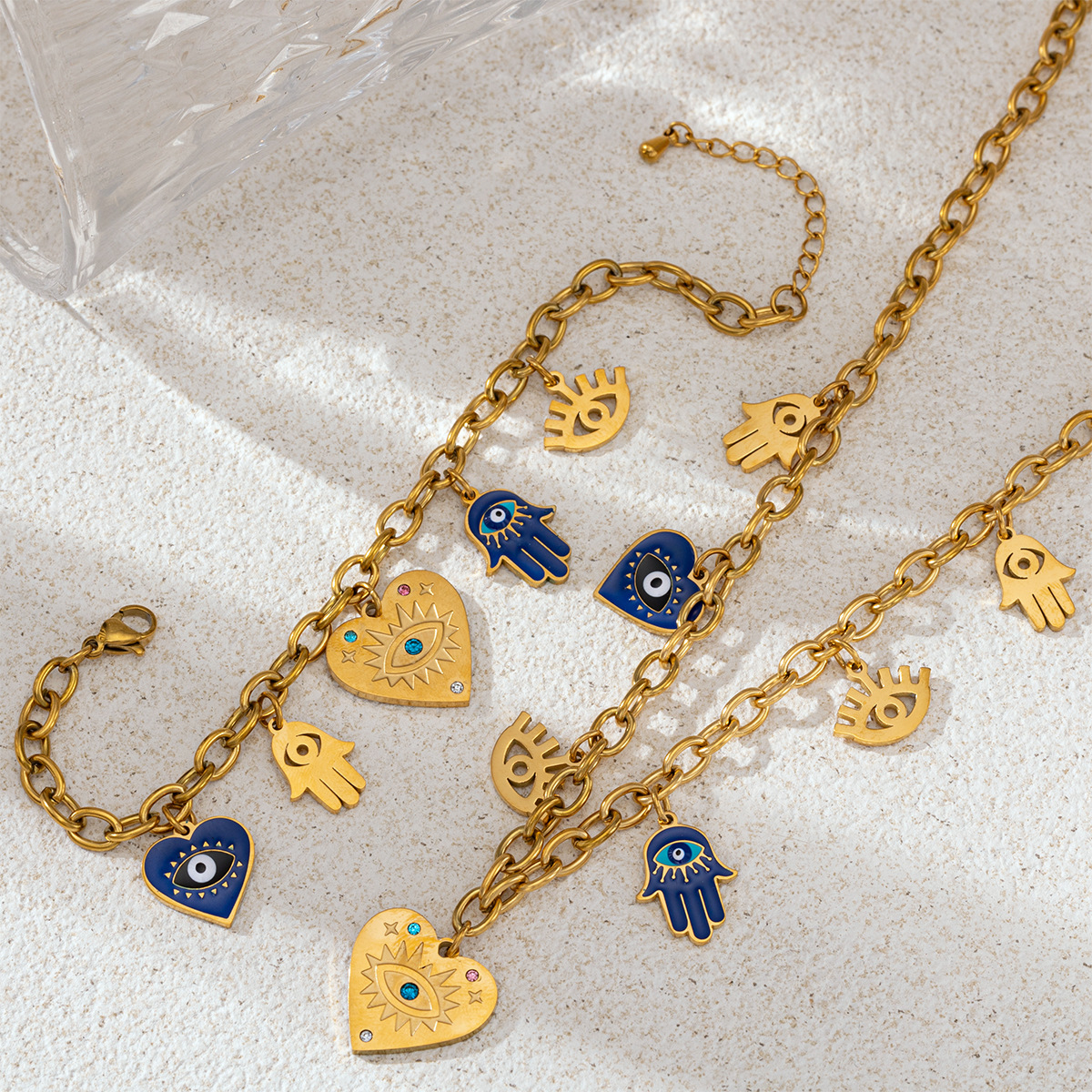 Collar de acero inoxidable de estilo europeo y americano, lujo ligero, nicho de amor, colgante de pulsera, ojo del diablo, mujer no se desvanece image 3