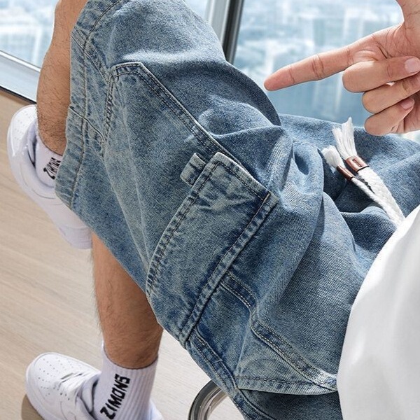 Summer Thin Workwear Denim Shorts Men's Loose American Retro Trendy Casual Five-Point Pants 2025 New Men's