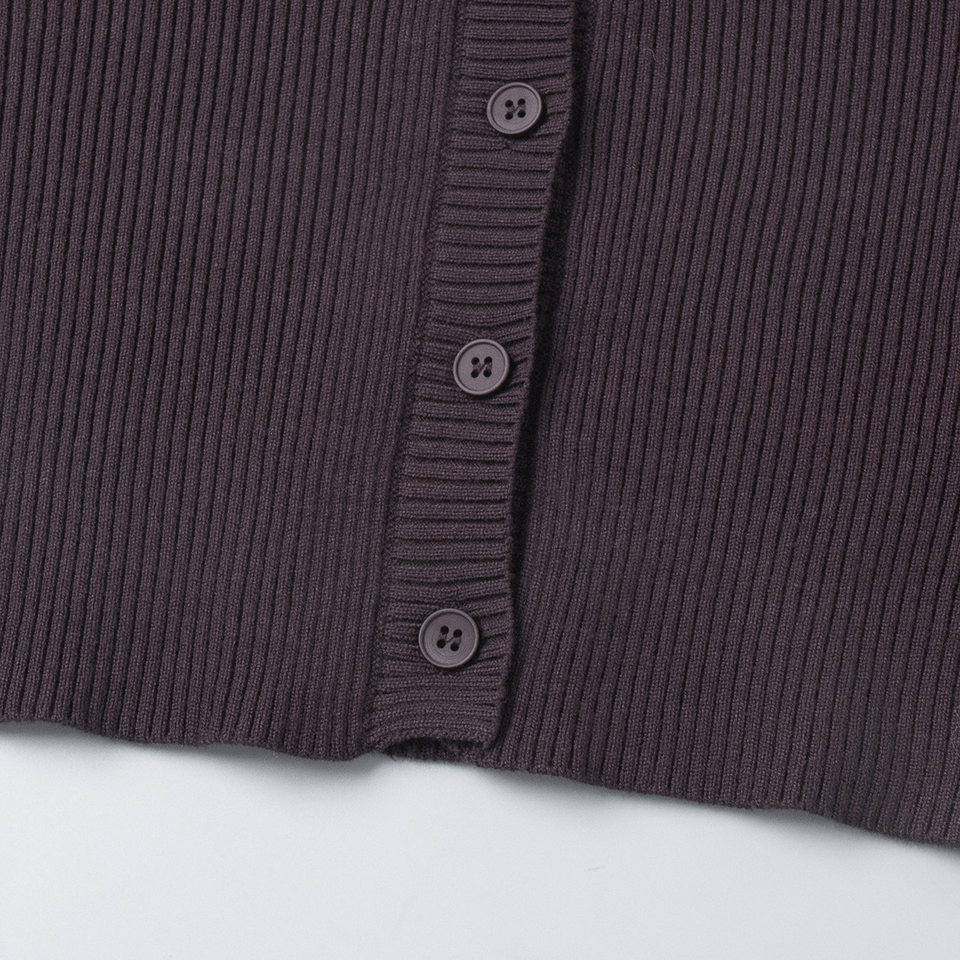 Bộ cardigan dệt kim nữ tay dài dáng ôm kèm quần dài cạp thấp — Màu xanh hải quân, màu sô cô la, màu xám đậm, quả mơ chi tiết 16