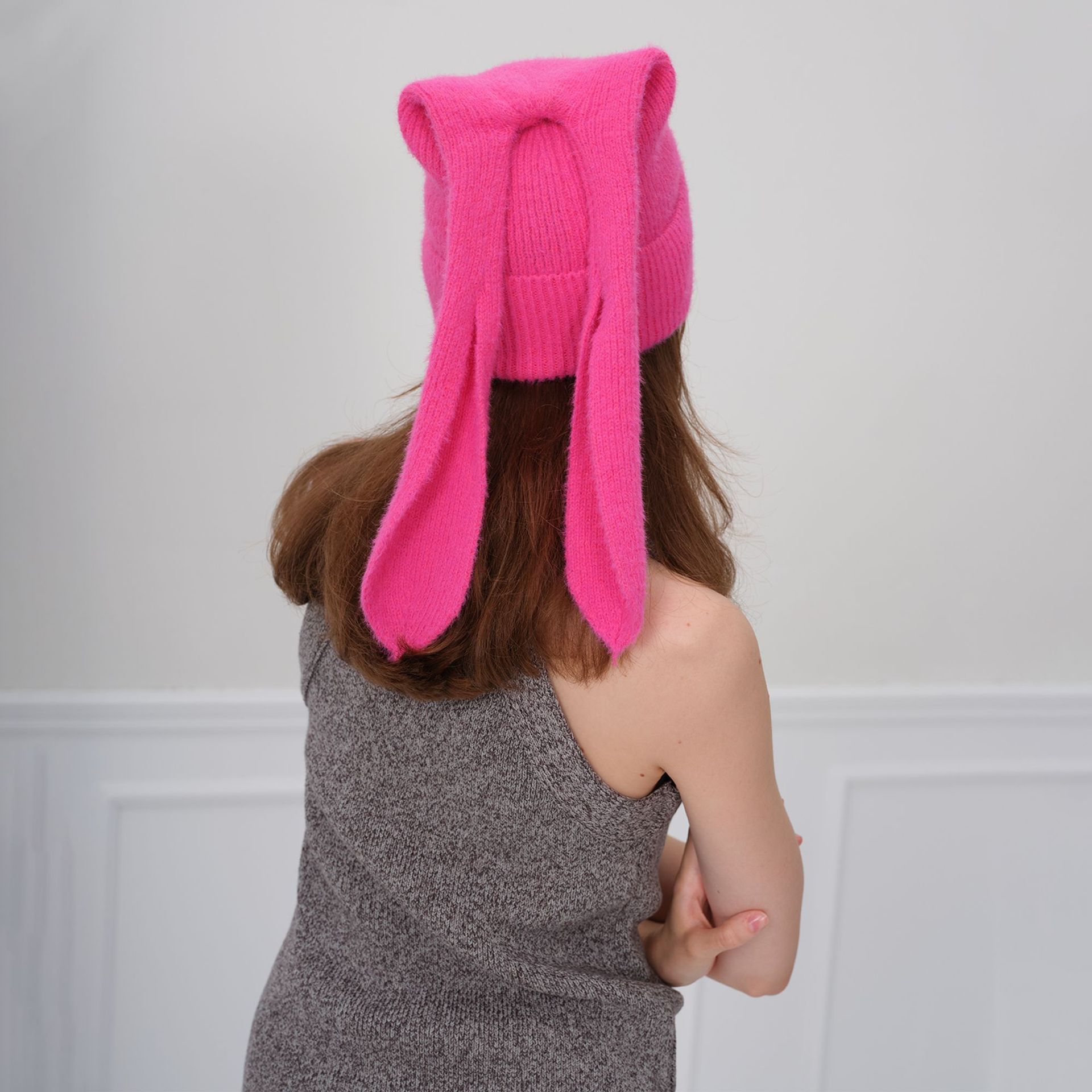 Unisex Scarf Fashion fashion warm thickened solid color cute rabbit ears hat_voghion.com