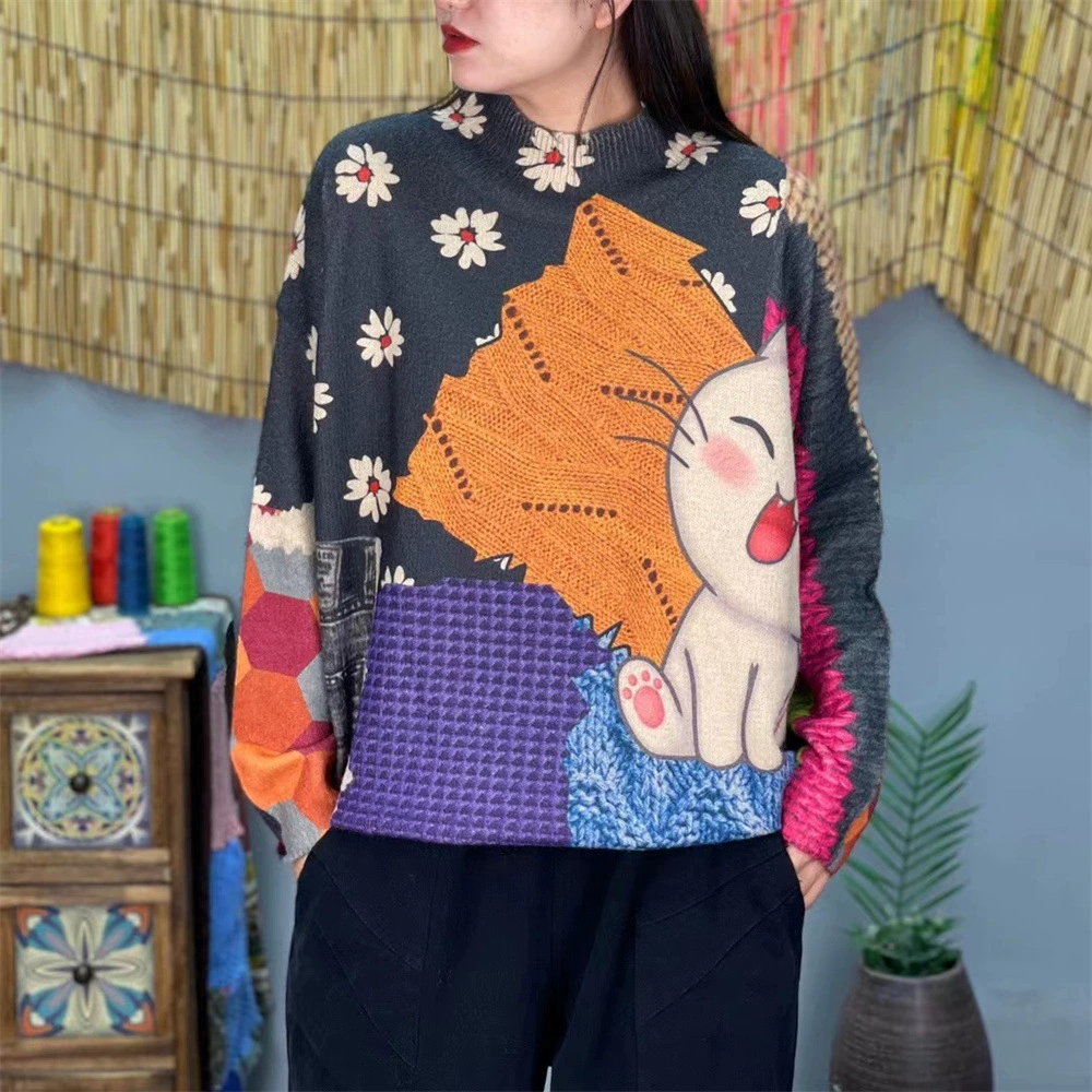 Knitted autumn fashionable sweater for leisure