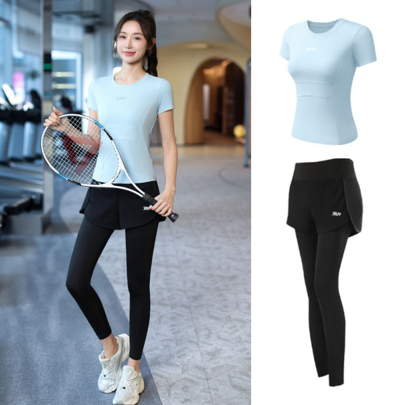 Trajes de yoga para mujeres de verano ropa deportiva suelta rápida ropa seca para correr trajes de mujeres de la mañana comercio al por mayor