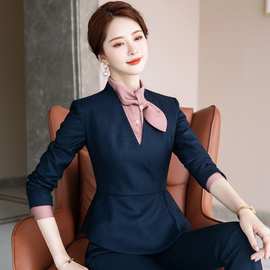 春秋季新款职业休闲长袖外套衬衫女士裤子裙子时尚干练套装