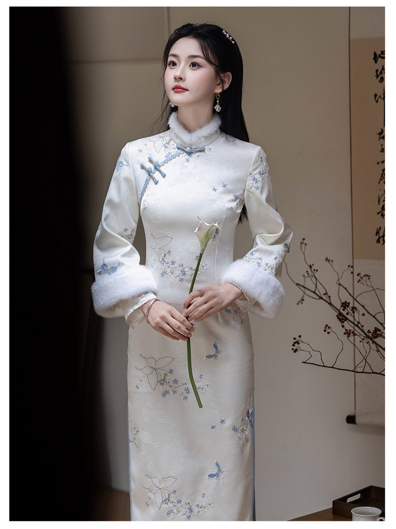 embroidered dress long 03-Piece Velvet Embroidered Winter Dress Ready To Wear – UZS Collection USA main image 1