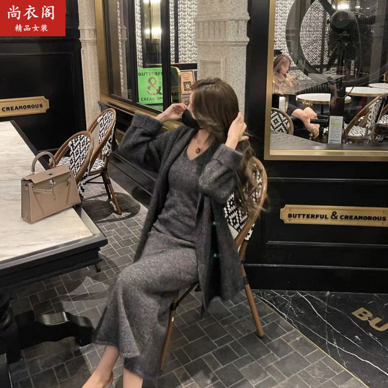 搭配一整套装女2025秋冬新款外套针织连衣裙宽松慵懒风长款两件套|undefined