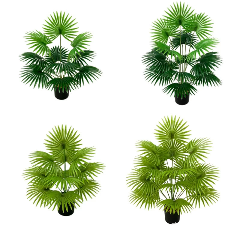 Популярное искусственное растение, веерный пальмовый лист, искусственное дерево, ландшафтное зеленое растение в горшке, напольное большое украшение, искусственный цветок в горшке