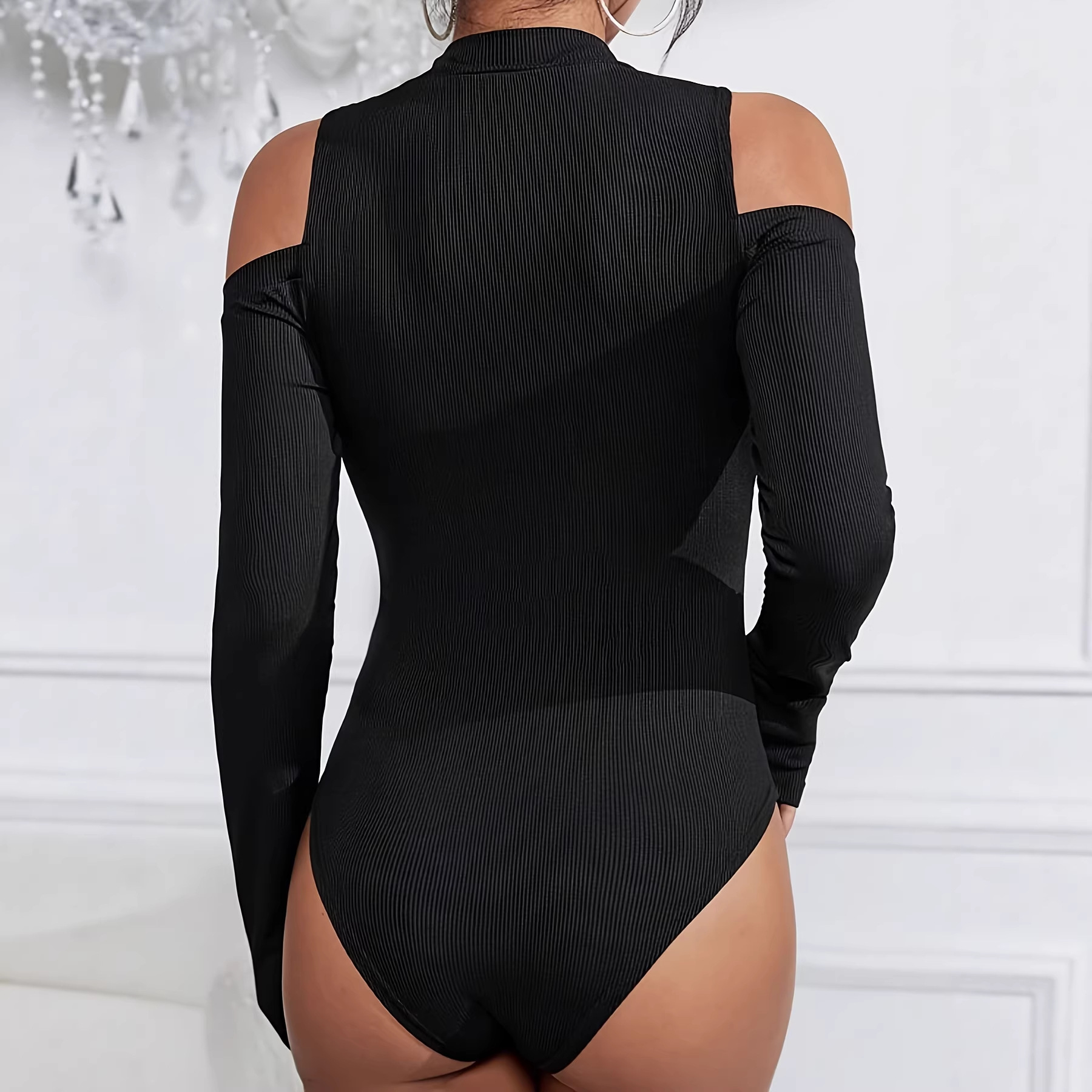 Women's Sexy Long Sleeve Bodysuit Unique Jumpsuit Romper_ecoleips.com