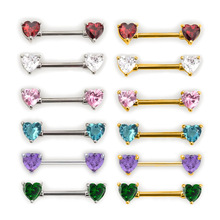 厂家直供亚马逊速卖通爆款6mm锆石乳环 不锈钢乳钉乳头钉穿刺饰品