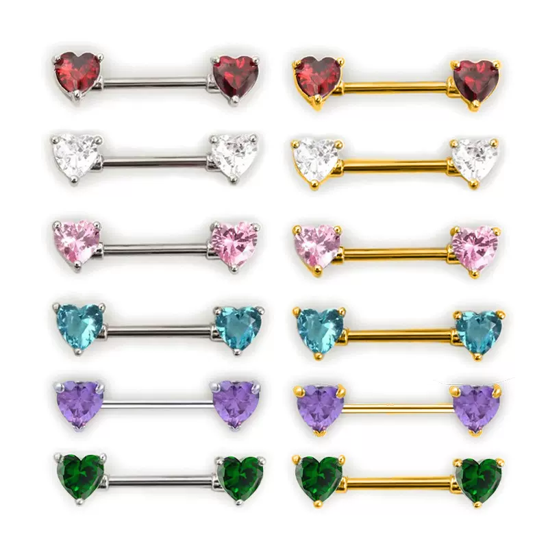 厂家直供亚马逊速卖通爆款6mm锆石乳环 不锈钢乳钉乳头钉穿刺饰品