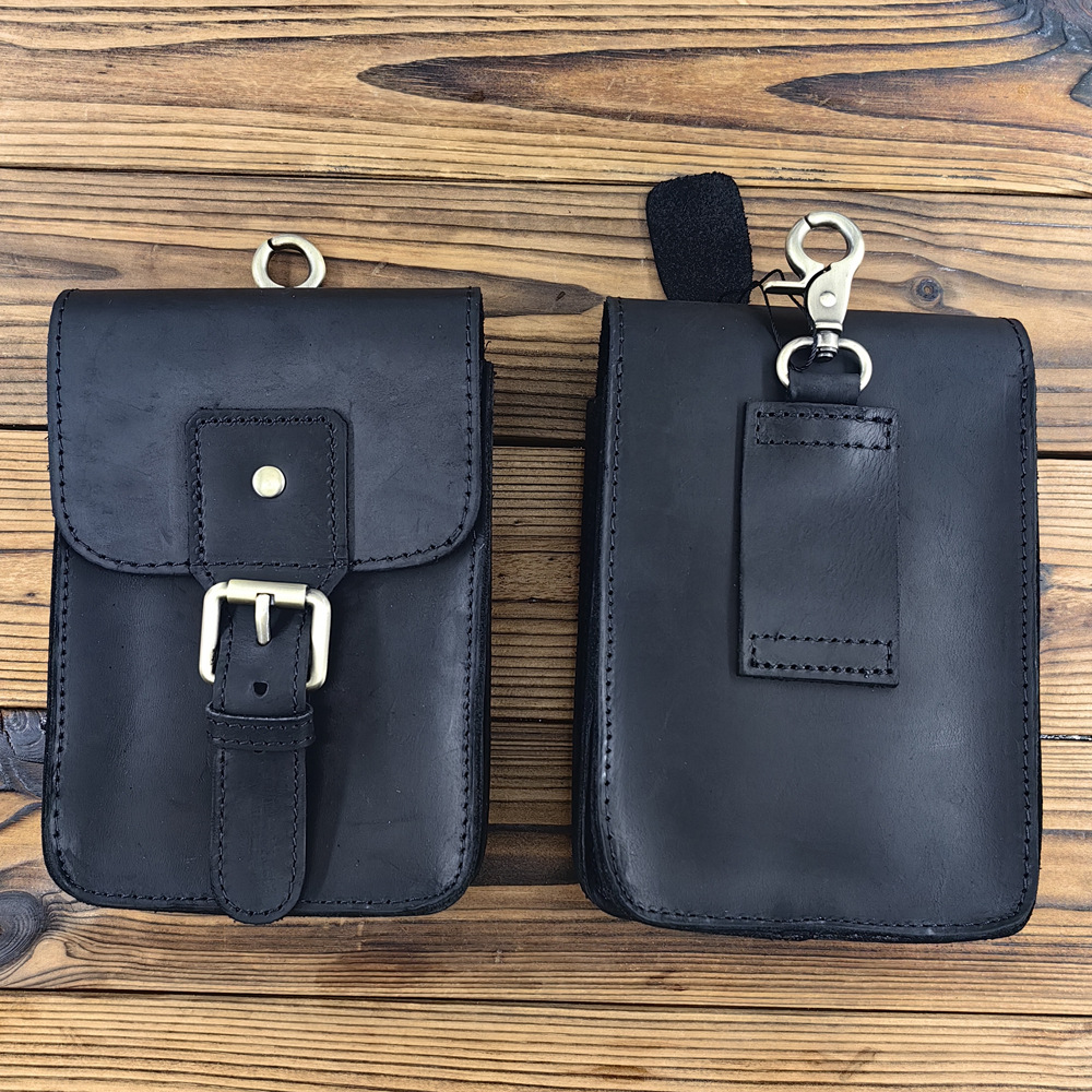 2034 bolso de la cintura de cuero de los hombres Crazy Horse Leather primera capa de piel de vaca pequeña bolsa pantalones colgando BOLSA DE TELÉFONO MÓVIL bolsa de Europa y América Retro