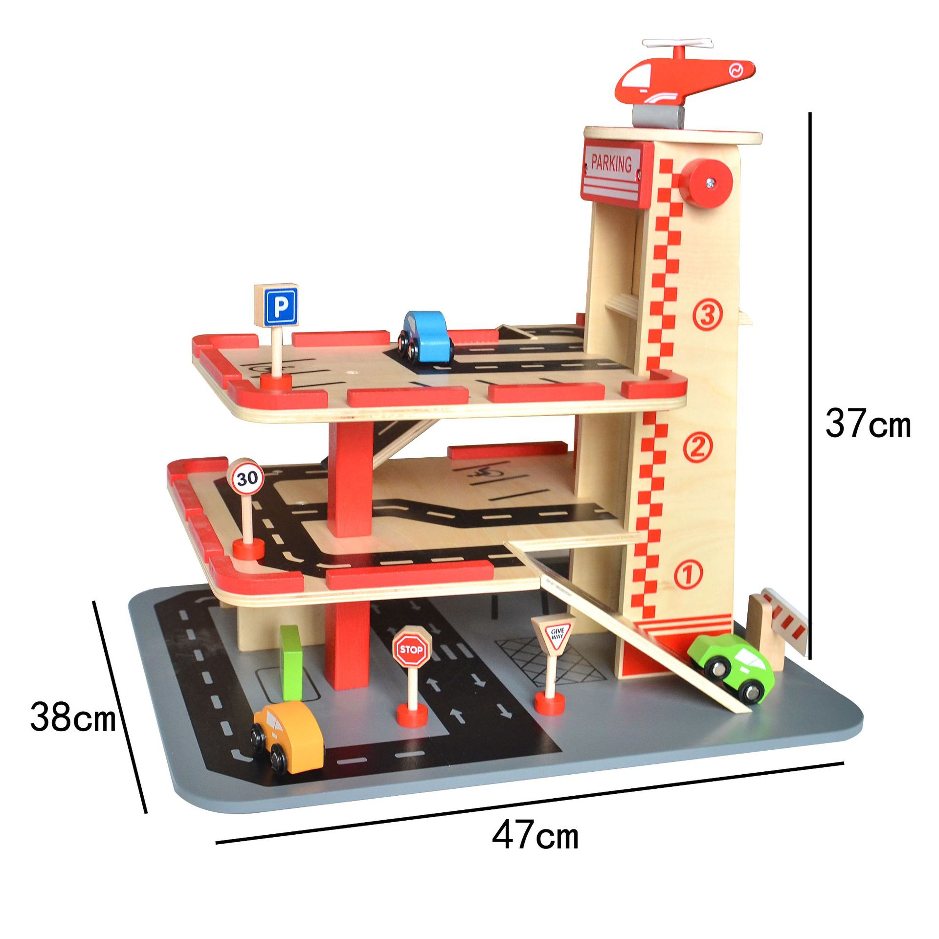 Xinyun juego de estacionamiento de automóviles para niños modelo de juguete de madera escena educativa simulación inercia práctica Asamblea