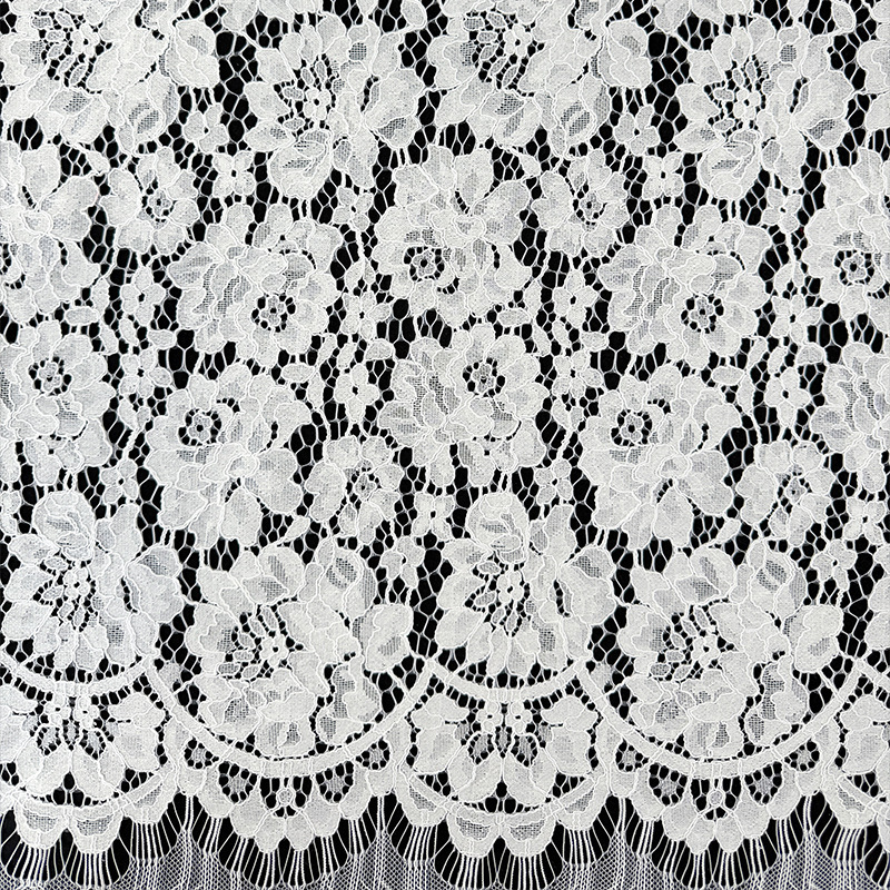 Una pieza de tela de encaje para pestañas de 1,5 m/1,65 m, tela de encaje de color liso estilo europeo y americano para vestidos de manga larga.