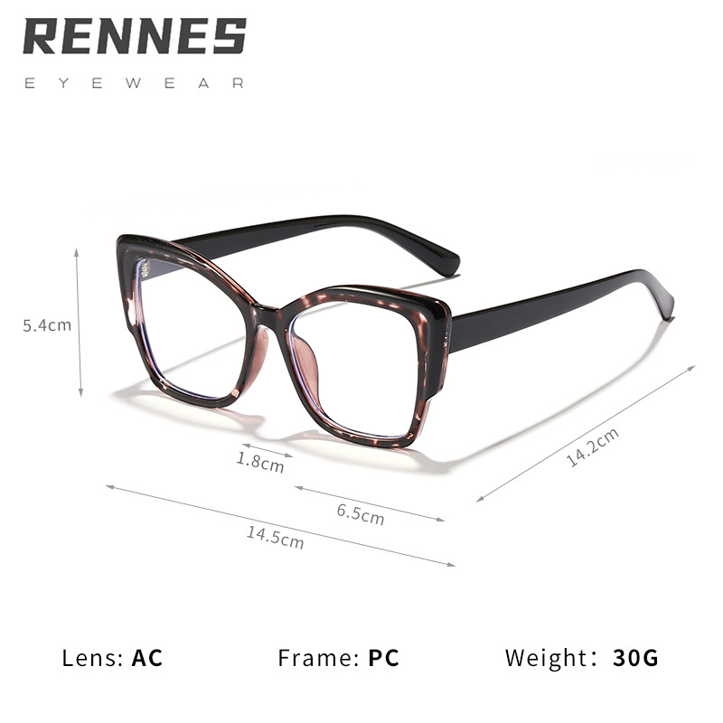 Gafas de estampado de leopardo retro marco ligero marco grande gafas de luz anti-azul liso nuevo marco de gafas lisas TR90