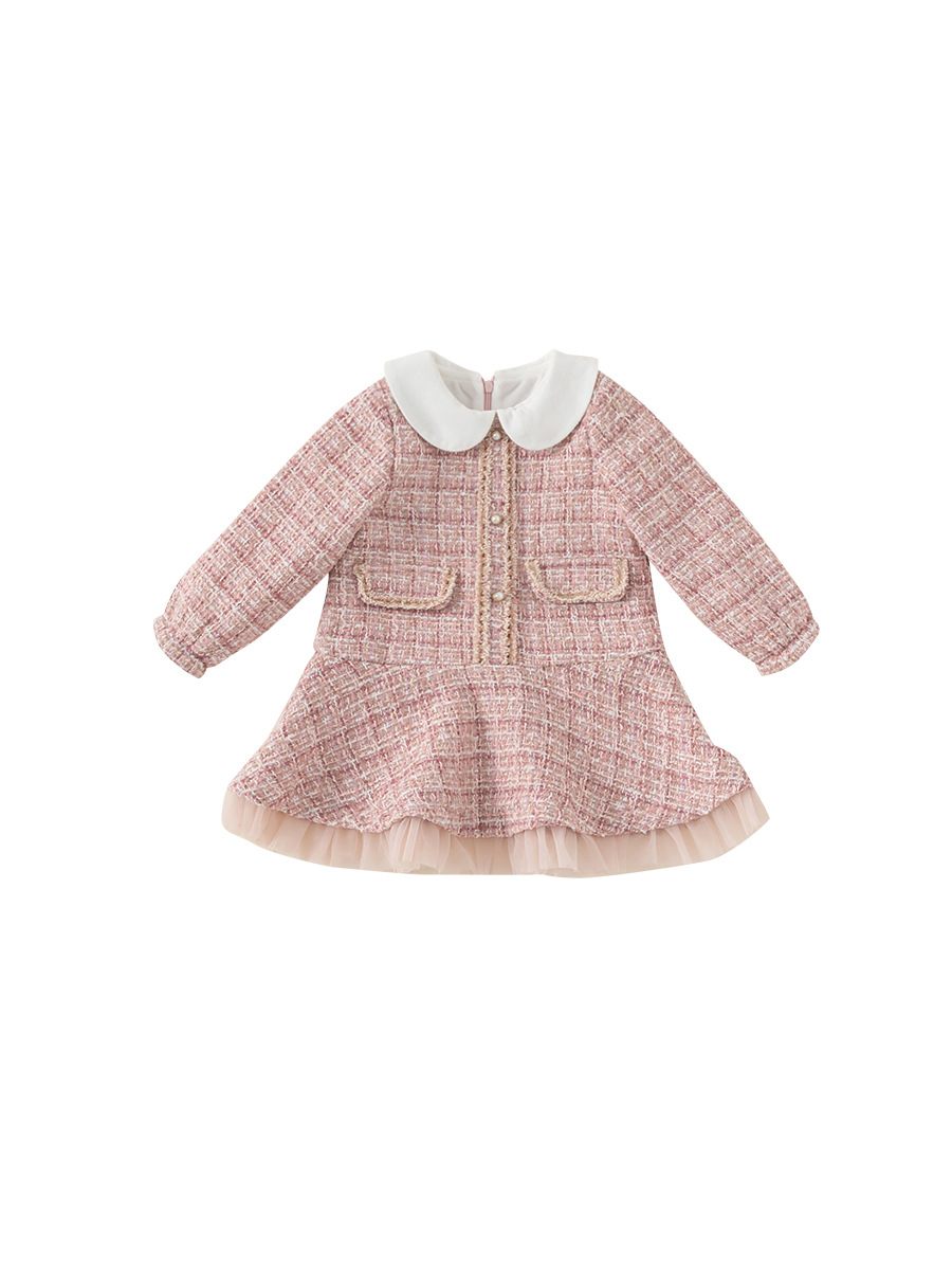 Yubao ropa infantil de niñas vestidos de viento de fragancia otoño y invierno nuevo veludo grueso invierno vestido de princesa de mujeres