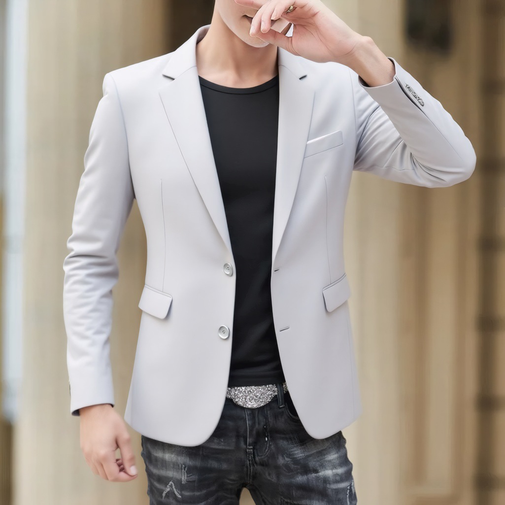 Completo da uomo 2025, giacca slim fit in stile coreano semplice e alla moda, blazer casual da lavoro di alta qualità_voghion.com