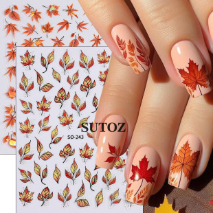 2025 Puxixi New Nail Art Stickers New Chinoiserie Early Autumn Laser Light Maple Leaf Nail Stickers Nail