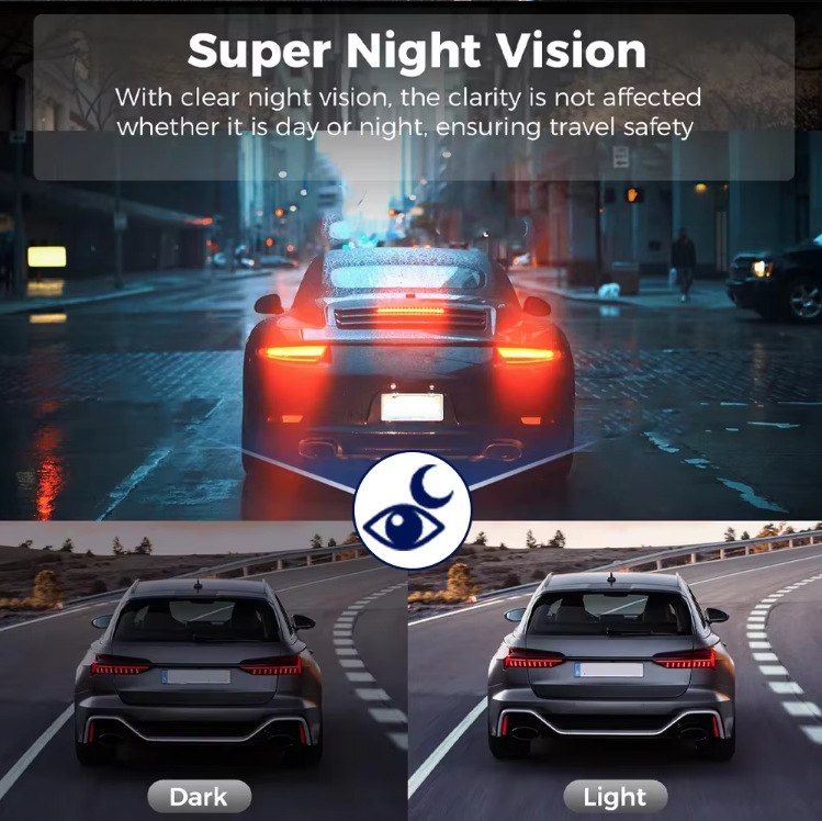 Triple-lens dashcam 1080P high-definition three-camera WIFI connection night vision wide-angle car recorder