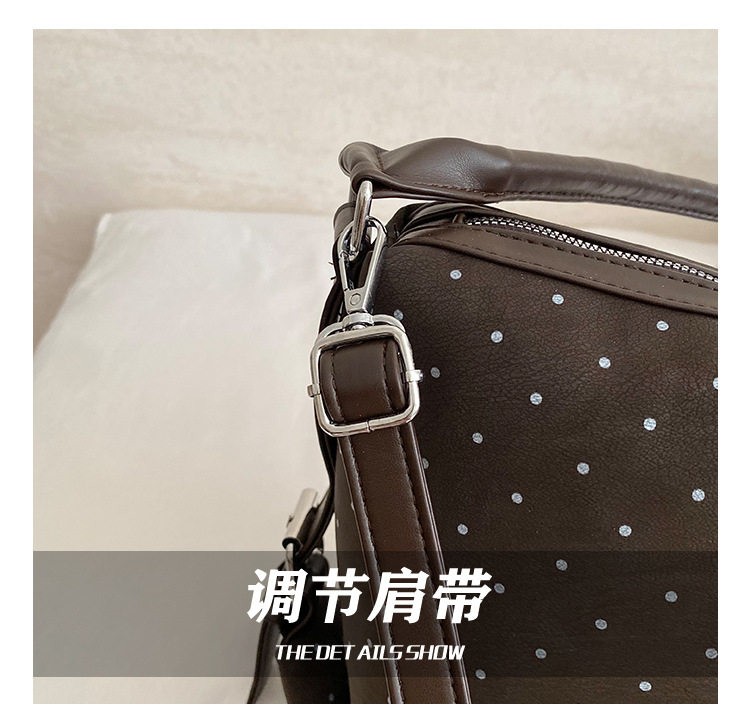Túi tote nữ họa tiết chấm bi cỡ lớn, túi đeo vai và đeo chéo dung lượng lớn — màu cà phê, màu hồng, màu nâu, đen chi tiết 7