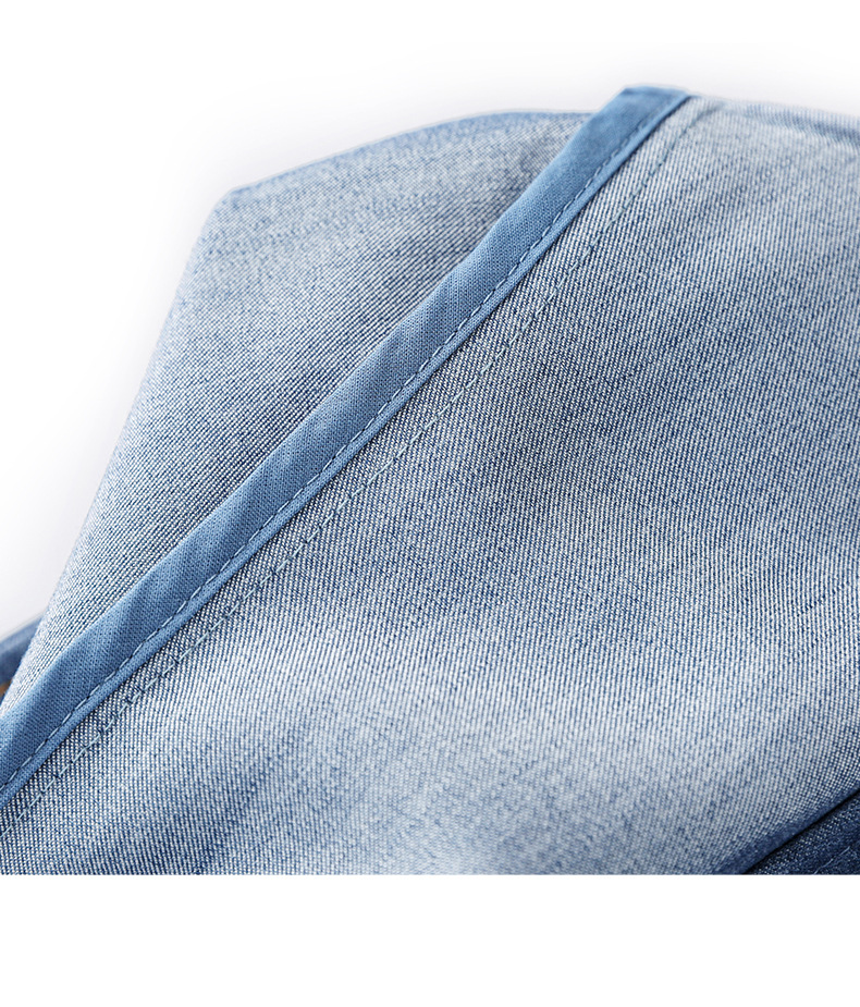 Váy liền denim sơ mi kiểu Pháp thắt eo thanh lịch — Màu xanh lam nhạt chi tiết 22