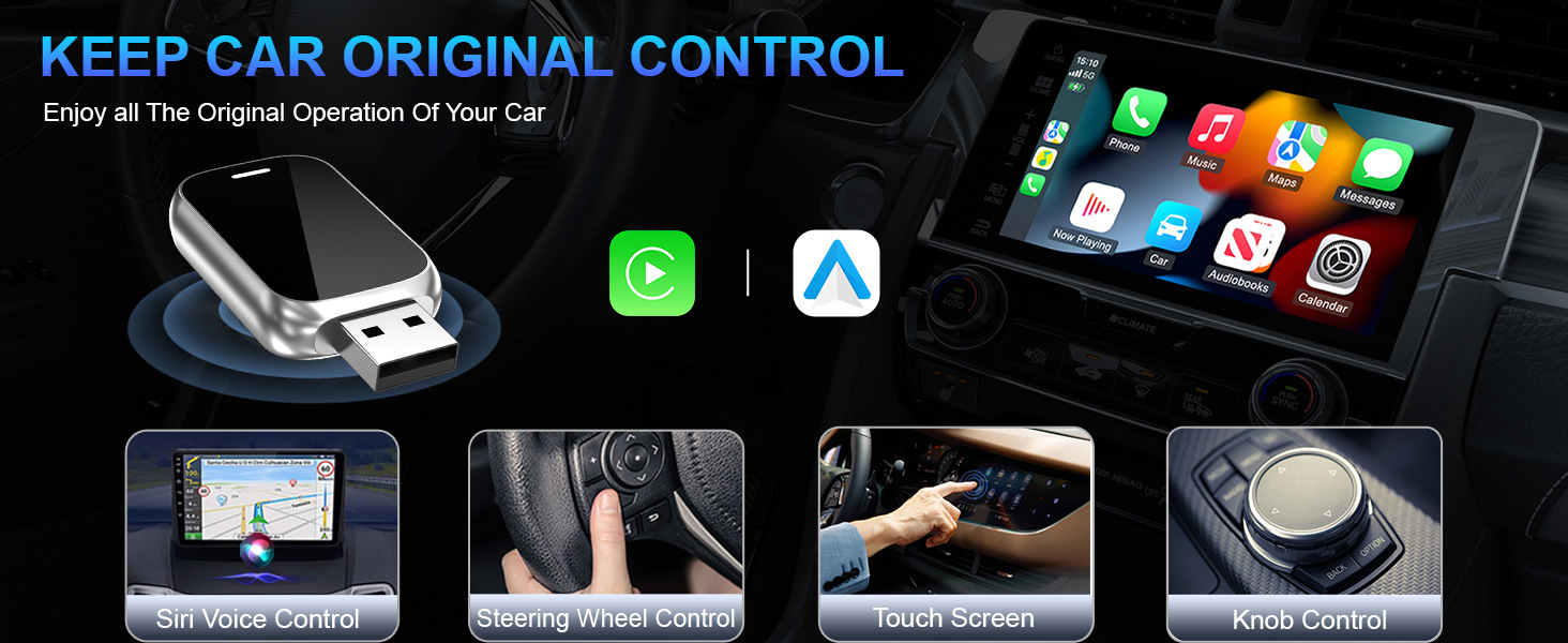 Cross-Border New Auto Box USB Wireless Carplay Smart Car Suitable for iPhone Android Android Car