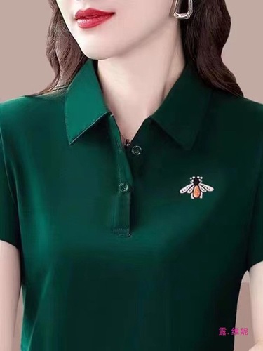 Quality Mom Collared Short Sleeve T-shirt for Women Summer Middle-Aged Sporty Casual Large Size