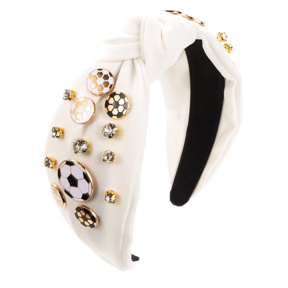 Women's Casual Simple Style Basketball Football Cloth Inlay Rhinestones Hair Band display picture 7
