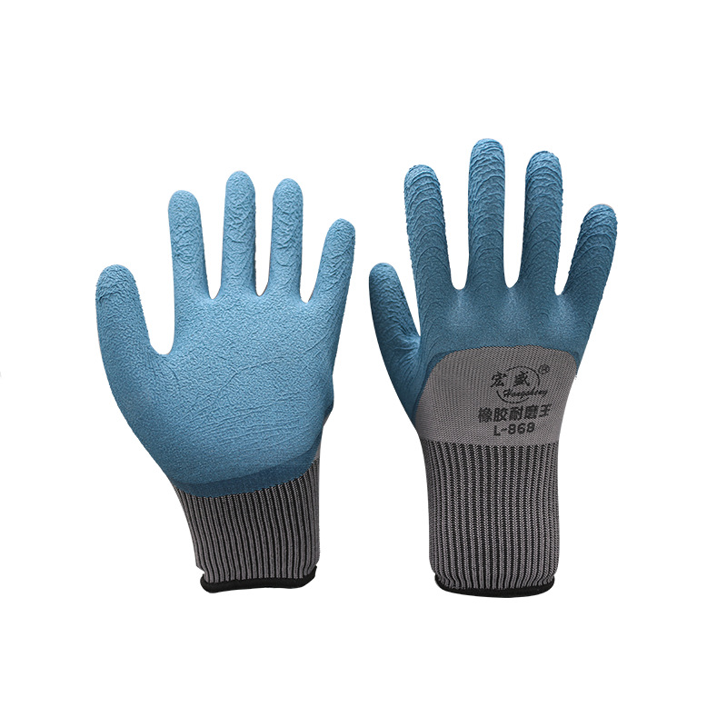 Fábrica al por mayor de neumáticos guantes de goma espuma de látex resistente al desgaste inmersión antideslizante sitio de construcción trabajo guantes de protección laboral