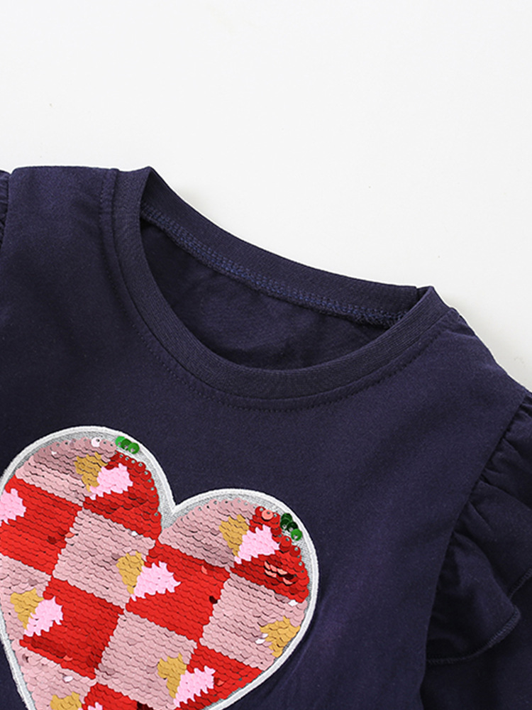 Camiseta de manga larga de algodón para niñas europeas y americanas