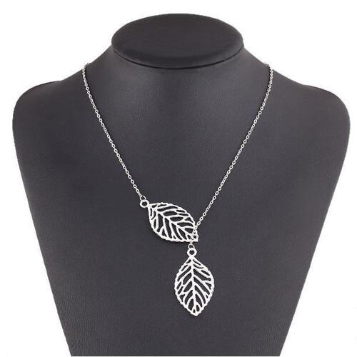 New European and American style leaf necklace, double leaf clavicle chain, European and American jewelry for women, necklace supply wholesale
